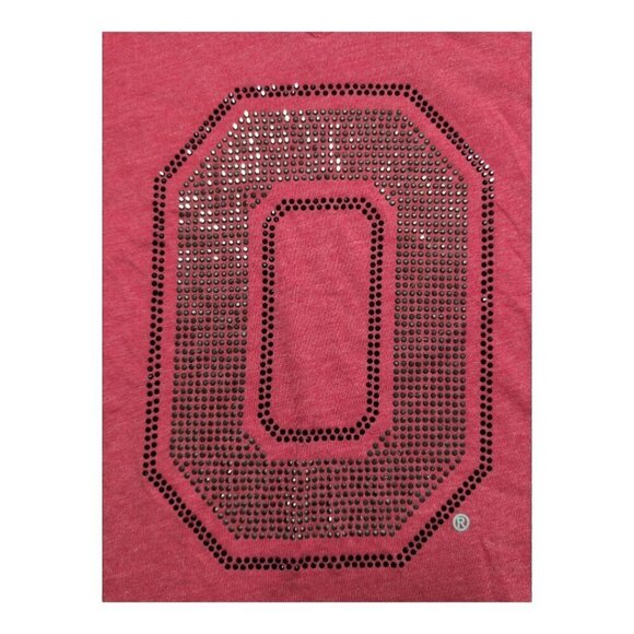 Ohio State University Gameday Couture Red Deep V-Neck Tee Embellished Rhinestone - Picture 3 of 6